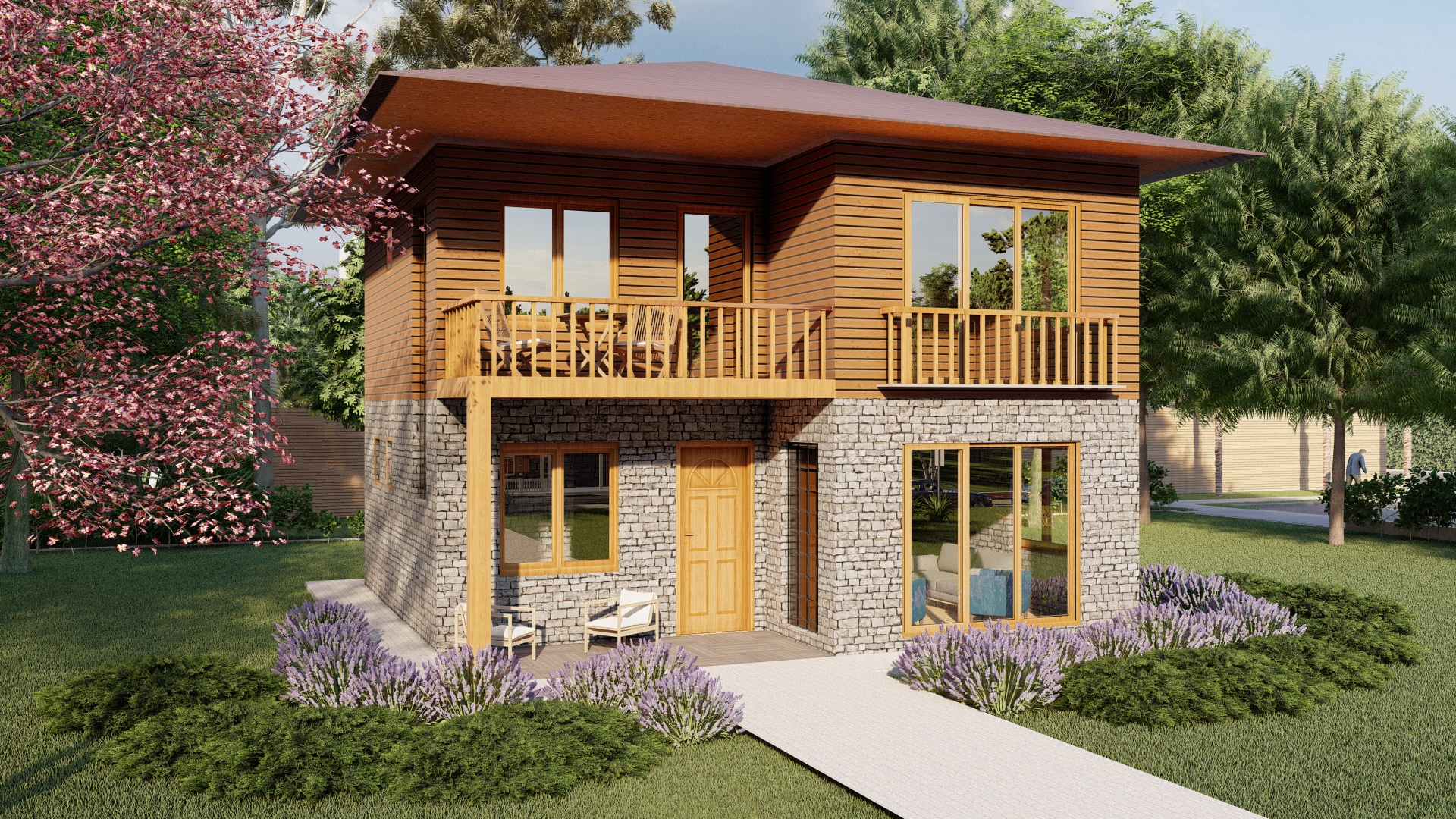Turkuaz Park | 64 m² İki Katlı Ahşap Ev