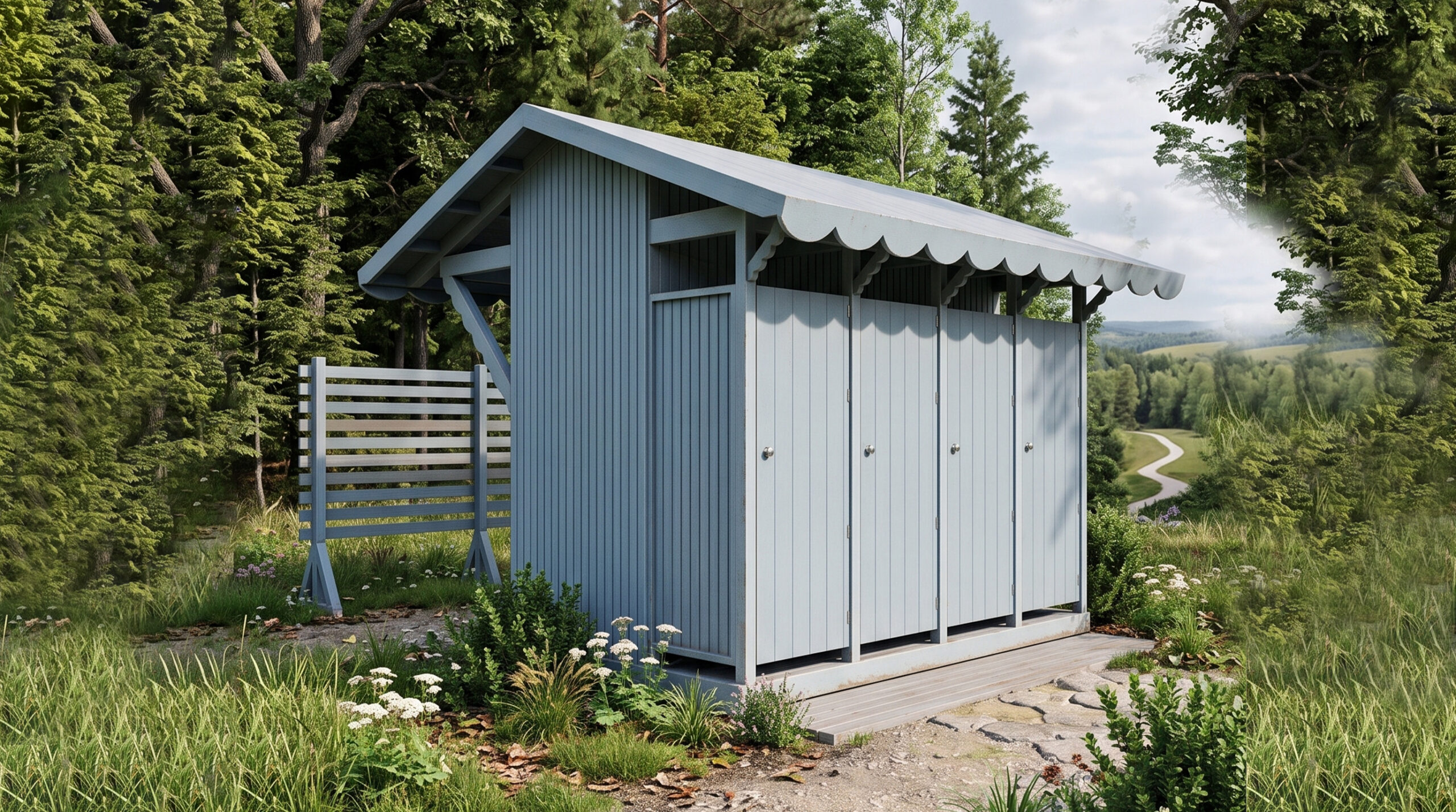 Turkuaz Park | Four-Unit Wooden WC, Shower, and Changing Shed